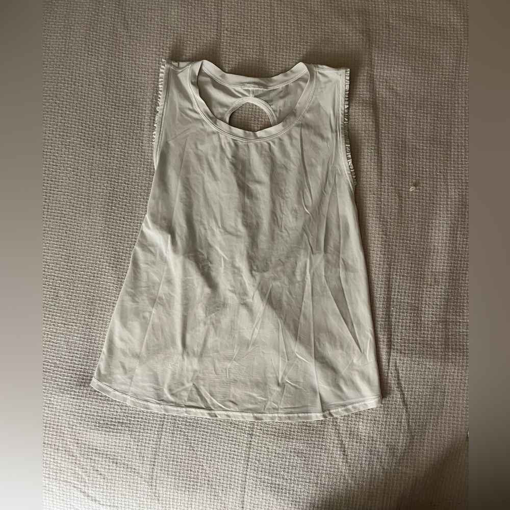 white Lululemon tank crossed in back, size 6
